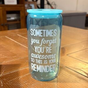 Blue Inspirational Glass Tumbler
